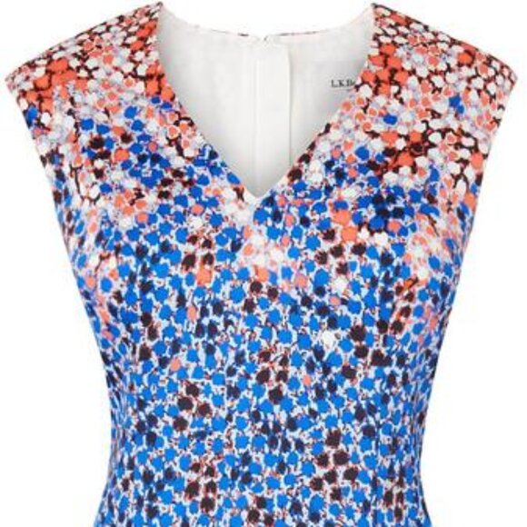 Gorgeous LK BENNETT London Vanessa Floral Tailored Dress Pink & Blue Size 4 - Picture 3 of 11